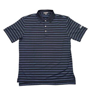 Peter Millar Summer Comfort Polo Shirt Mens L Black Striped Short Sleeve Golf